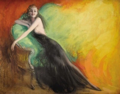 Impresión en lienzo de mujer en sofá Rolf Armstrong 16 x 20 Foto 1 de 4