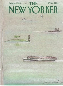 New Yorker Magazine Cover Only August 6 1984 Eugene Mihaesco Ferry Boats Buoy - Picture 1 of 5