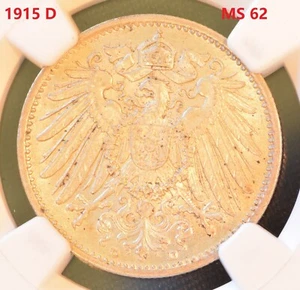 1915 D GERMANY MARK Silver Coin NGC MS 62 - Picture 1 of 4