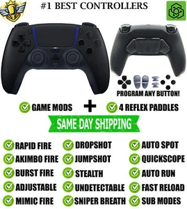 Black V4 Pro Modded + 4 Reflex Paddles Silent Modz Wireless Controller for PS5 - Picture 1 of 19