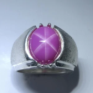 MJG STERLING SILVER CLASSIC MEN'S RING.12 X 10mm LAB STAR RUBY. SZ 9 - Picture 1 of 7