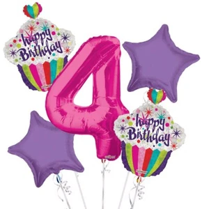 Happy Birthday Balloon Bouquet 4th Birthday 5 pcs - Party Supplies - Picture 1 of 1