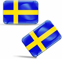 2 x Swedish Flag Sweden Resin 3D Gel Silicone Domed Sticker Emblem Badge F 47