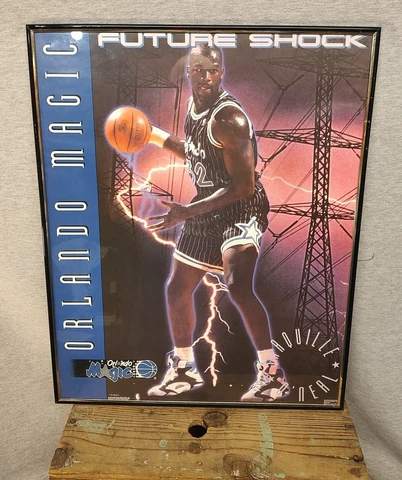 RARE 1992 SHAQUILLE ONEAL ORLANDO MAGIC  FUTURE SHOCK ROOKIE POSTER 23X35 FRAMED Cover