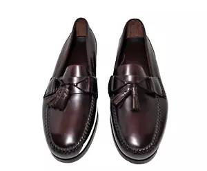 New Men's Burgundy Shell Leather Tassel Loafers Shoes US 13M - Picture 1 of 12