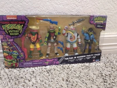 Juego de 4 figuras Teenage Mutant Ninja Turtles Mutant Mayhem Disguise Party NUEVO Foto 1 de 4