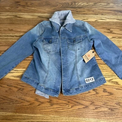 Ruff Hewn Denim Jean Jacket Shacket Women’s Sz M Distressed Metal Button NWT - Image 1 of 4