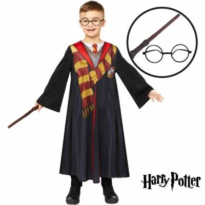 AMSCAN Harry Potter Deluxe Kostüm für Kinder 4-12 Jahre mit Brille & Zauberstab