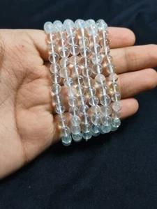 Clear Quartz Bracelet for Men and Women - Stretchable Beads - Picture 1 of 5