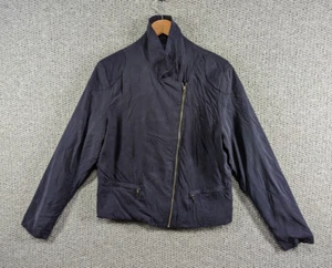 TART COLLECTIONS Women's Navy Blue Cupro Harrington Bomber Satin Jacket -  L - Picture 1 of 12