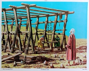Vintage GOD DIRECTS NOAH Print 11"x14" Ⓒ1986 John Steel - Picture 1 of 2