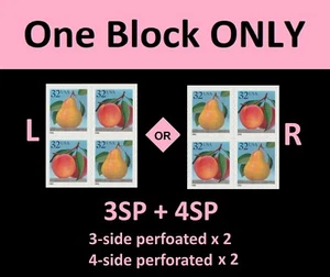 US 2493-2494 2494b Peaches & Pears 32c 3SP 4SP block 4 B MNH 1995 - Picture 1 of 1