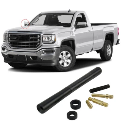 Radio AM/FM estilo carbono antena corta coche 4,7" con tornillo para GMC Sierra 2001-2021 Foto 1 de 4
