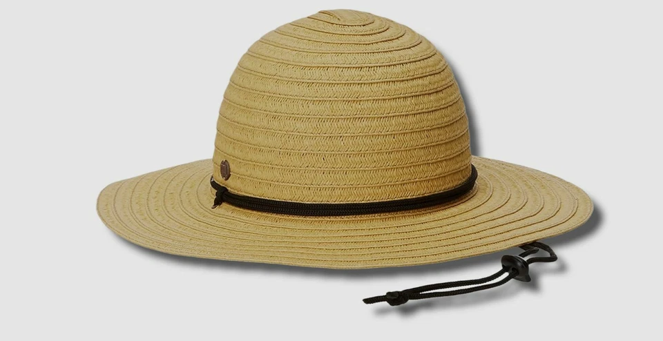 51 美元煤色男式米色夏季海滩平边草帽太阳帽 S 码 — 第 1/4 张图片