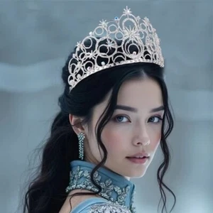 Elegante corona de princesa gota de agua cristal adorno para cabeza de mujer para mujer - Imagen 1 de 7