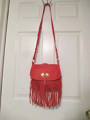 Dooney & Bourke Lulu Fiona Fringe Coral Leather Crossbody Handbag NWT - Image 1 of 4