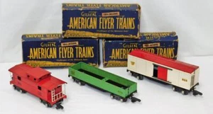 PREWAR American Flyer Freight Set THREE CARS O Gauge Link 476 478 484 BOXED Shel - Picture 1 of 24