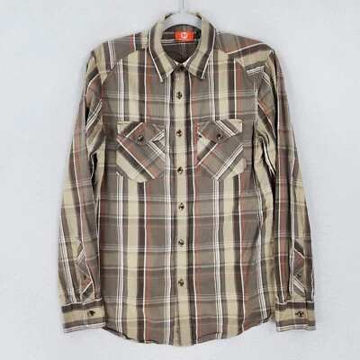 Merrell Shirt Mens Small Brown Plaid Lightweight Button Front Long Sleeve Cotton - Image 1 of 4