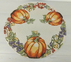 Pumpkin Meadow Geflochten Rund Tischset 15 Zoll Urlaub Thanksgiving 2er Pack - Bild 1 von 3