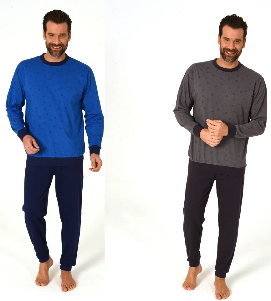 Neu Herren/Männer Schlafanzug/PYJAMA Grau/Blau 100% Baumwolle Rechtecke 0714 - Bild 1 von 4