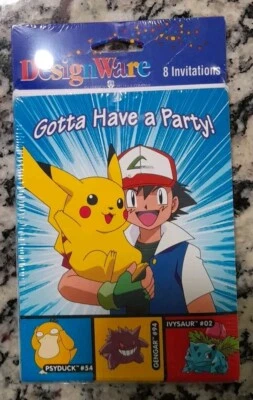 Pokemon Gotta Have A Party Invitation cards Sealed 8 Supplies Invitations - NEW - Image 1 of 2