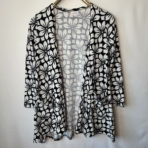 LuLaRoe Caroline Open Front Cardigan Black & White Floral Size S Pockets - Picture 1 of 10