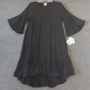 New Lularoe Maurine Black Ruffle Dress Women's Medium - Picture 1 of 9
