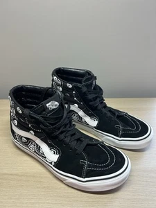 VANS SK8-HI Bandana Skulls Black Suede Canvas Shoes Mens/Women Size 6,skate cool - Picture 1 of 22