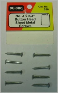 Du-Bro 528 Button Head Sheet Metal Screw 4 X 3/4" (Qty 8) - Picture 1 of 1