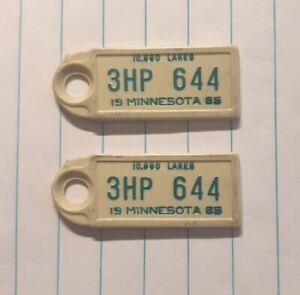 DAV 1965 PAIR plastic Minnesota "3HP 644" Keychain License Plate DAV TAGS