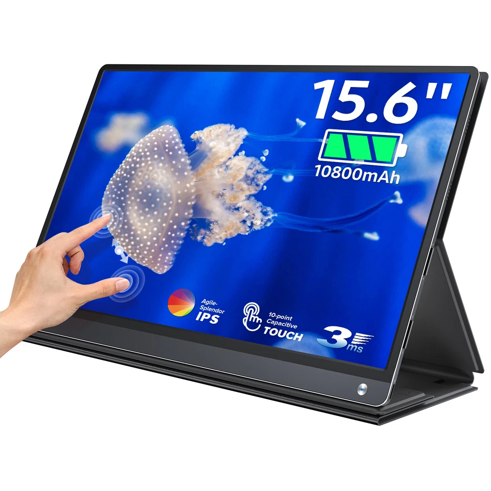 Portable Monitor Touchscreen UPERFECT 15.6"1920*1080 Monitor Screen w/ Battery - Image 1 of 4