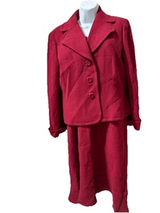 Neu mit Etikett Ann Taylor rotes Kleid & Jacke 2-teiliges Anzug-Set 100 % Schurwolle Größe 16 #25 - Bild 1 von 23