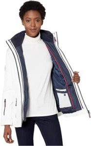 Chaqueta Tommy Hilfiger 3 en 1 All Weather System para mujer talla pequeña blanca/azul - Imagen 1 de 9