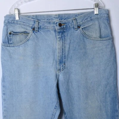 Vintage 90s Lee Jeans Mens (36x30 Act) Light Blue Distressed 100% Cotton Denim - Image 1 of 4
