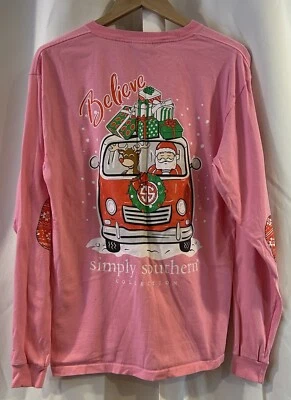 Camisa de Natal Simply Southern Believe Volkswagen Bus VW Santa Rena Tamanho M - Imagem 1 de 4