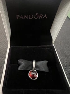 Pandora Ruby Red Birthstone Dangle Charm Authentic Hinged Box 390396GR 925 ALE - Picture 1 of 4