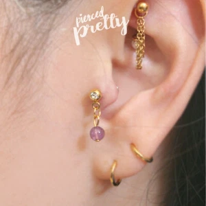 20g 16g amethyst tragus ear stud Helix conch cartilage Tragus Labret (optional) - Picture 1 of 7