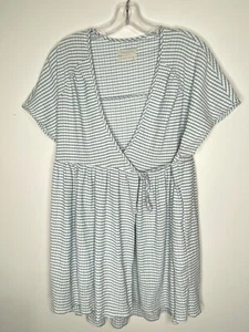 Urban Outfitters Vestito Cravatta Avvolto Blu Bianco Righe M Tasche Manica Corta - Foto 1 di 4