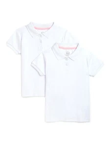 2-Pack Wonder Nation Polo Shirt Women's 5T White Short Sleeve Collared Pullover - Picture 1 of 3