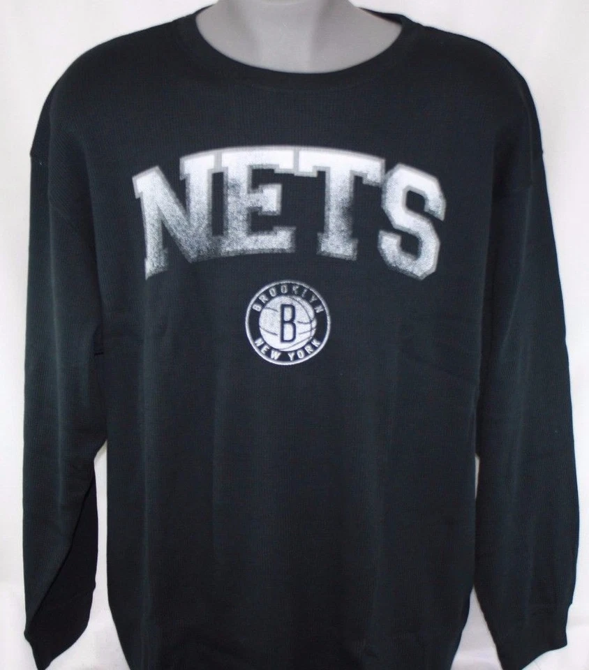 NEW Mens MAJESTIC Brooklyn Nets Grey Long Sleeve Big and Tall NBA Thermal Shirt - Image 1 of 1