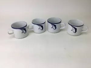 Set of 4 Dansk Flora Bayberry Blue 8 Oz Cups Mugs - Picture 1 of 4