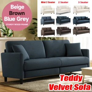 3 Seater Sofa Modern Teddy Velvet Fabric Fleece Couch Love Seat Settee Room UK - Picture 1 of 92