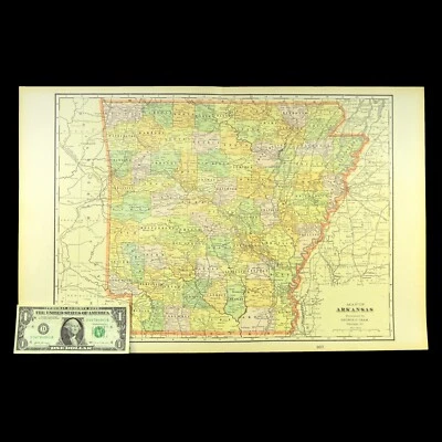 Arte de pared mapa ARKANSAS de colección original GRANDE Fayetteville Fort Smith antiguo Foto 1 de 4