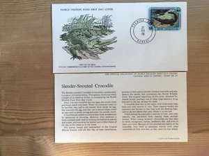 CENTRAL AFRICAN REPUBLIC CAR 1978 FDC WWF 081 SLENDER SNOUTED CROCODILE - Picture 1 of 1
