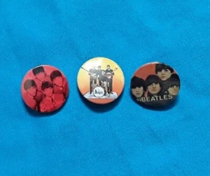 THREE ORIGINAL BEATLES PIN BADGES - Picture 1 of 7