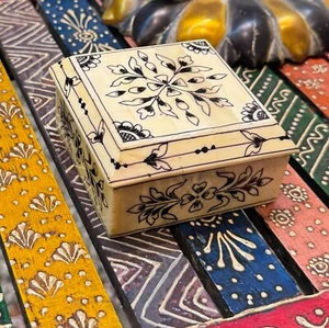 Decorative Camel Bone & Wooden Organizer Box - Handmade Small Treasures Storage - Picture 1 of 12