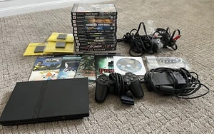SONY PS2 PLAYSTATION 2 SLIM CONSOLE W/BUNDLE, GAME LOT, MEMORY CARDS NEAR MINT!! - Picture 1 of 17