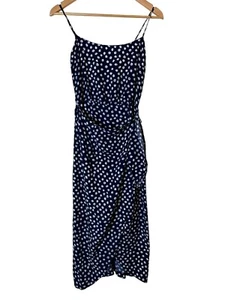 Vintage 310 Kleid Wickel Junior Mädchen Größe S marineblau geometrischer Reißverschluss hinten frech USA - Bild 1 von 10