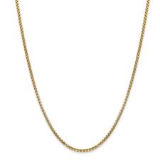 14k Yellow Gold 2.45mm Hollow Round Box Chain w/ Lobster Clasp 18" - 30"