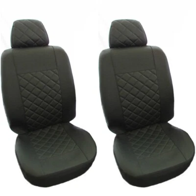Front Seat Covers for Volkswagen VW Transporter T4 T5 T6 1+1 BLACK Eco Leather - Image 1 of 2